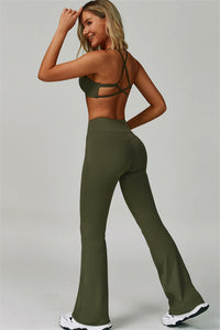 The Bold Cross Back Sports Bra Flared Leggings 2-Piece Set