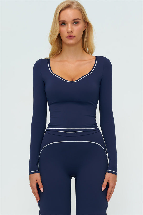 The Amara Long Sleeve T-shirt Flared Leggings 2-Piece Set — Cobalt
