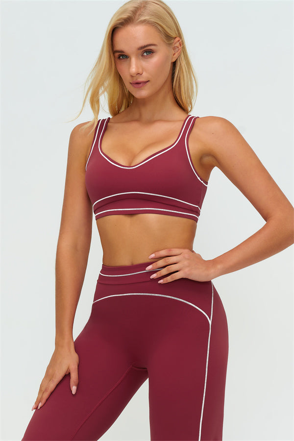 The Amara Sports Bra Flared Leggings 2-Piece Set — Burgundy