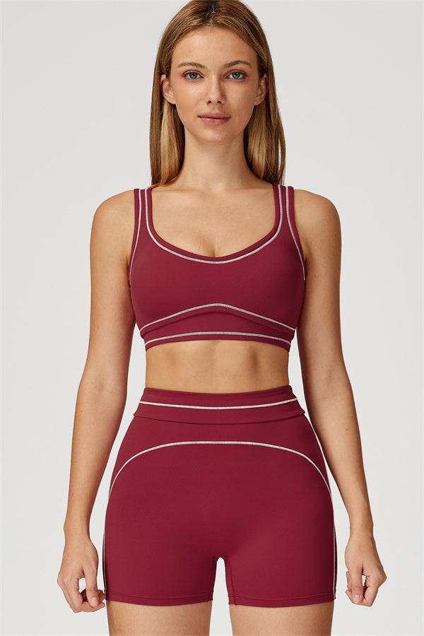 The Amara Sports Bra Shorts 2-Piece Set — Burgundy