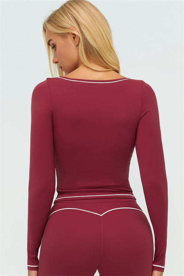 The Amara Long Sleeve T-shirt — Burgundy - Image 2