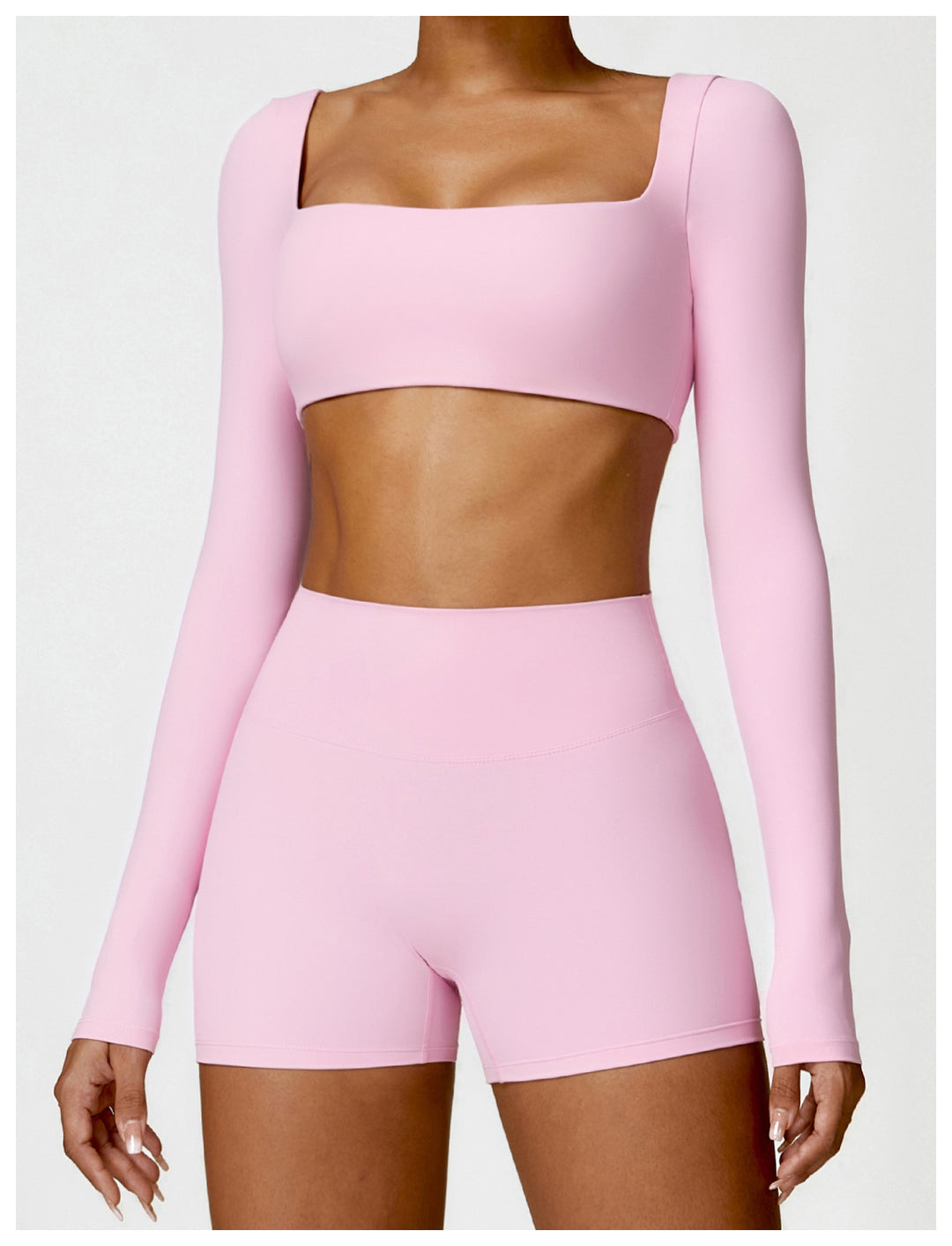 Valenora Long-Sleeve Square-Neck Crop Top