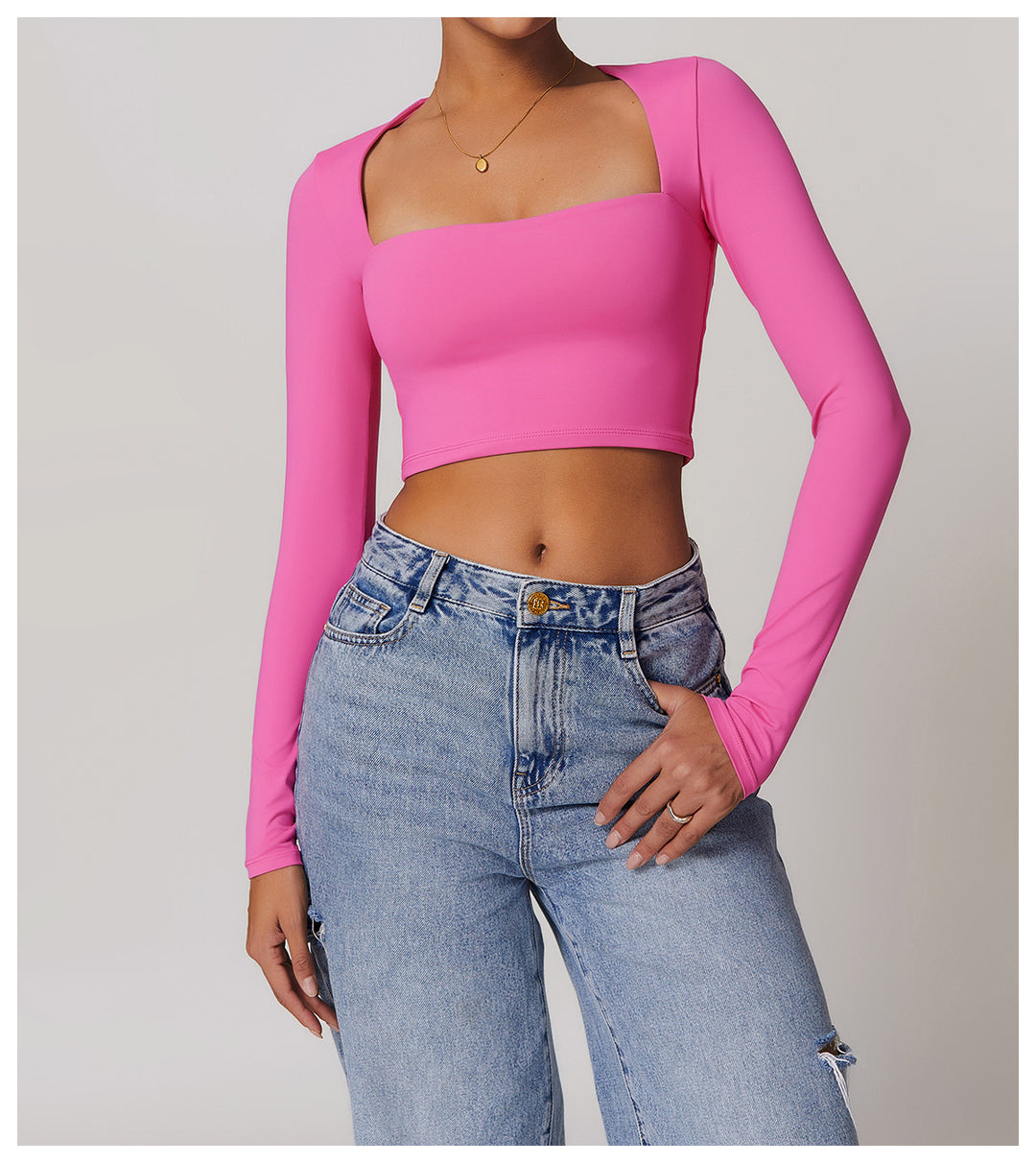 Florayne Long-Sleeve Cutout Crop Top