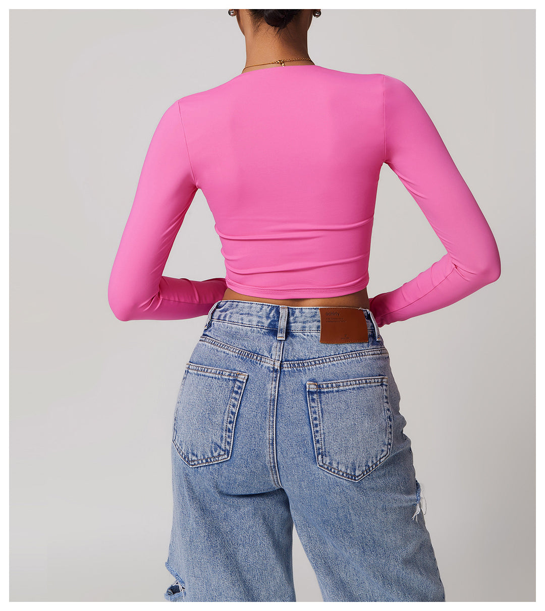 Florayne Long-Sleeve Cutout Crop Top