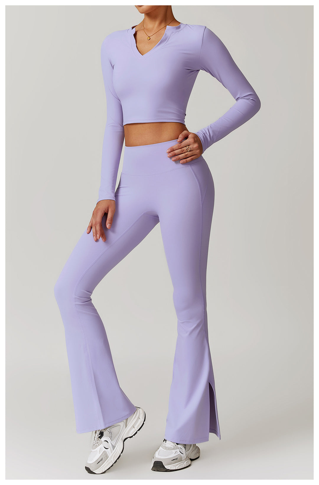 Veluna Long-Sleeve Fitted Crop Top