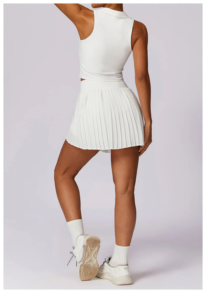 Celura Tennis Collared Cropped Tank