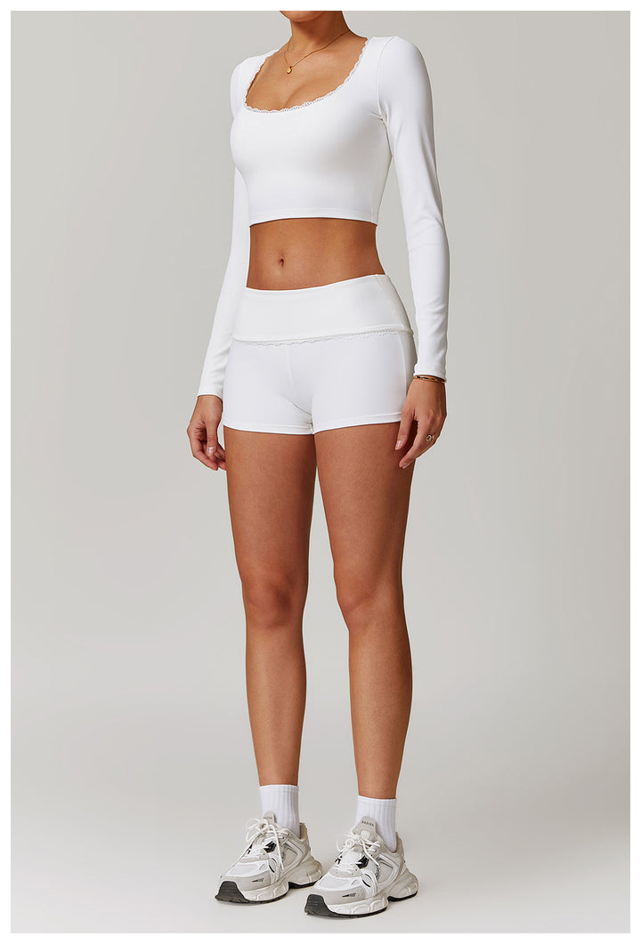 Miran Long-Sleeve Ribbed Crop Top