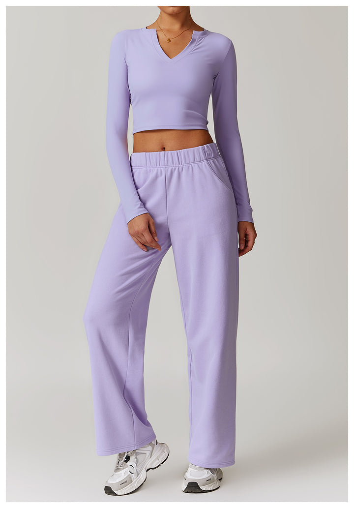 Veluna Long-Sleeve Fitted Crop Top