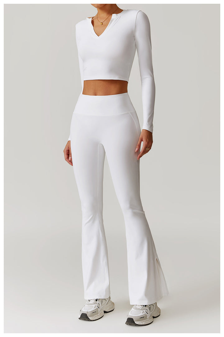 Veluna Long-Sleeve Fitted Crop Top