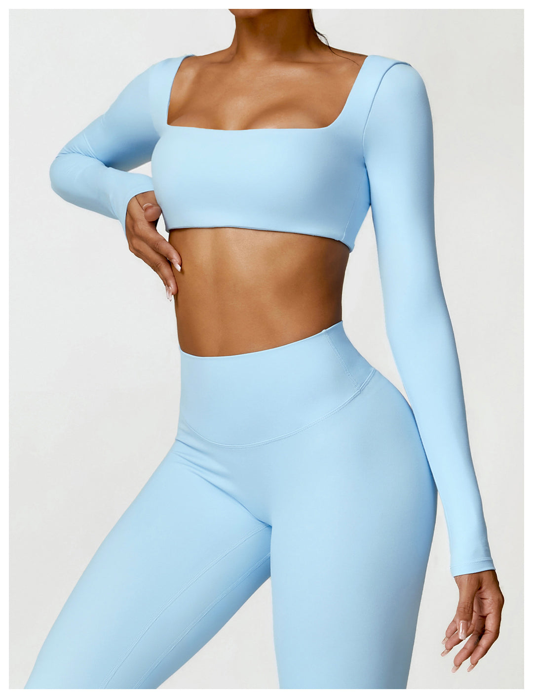 Valenora Long-Sleeve Square-Neck Crop Top