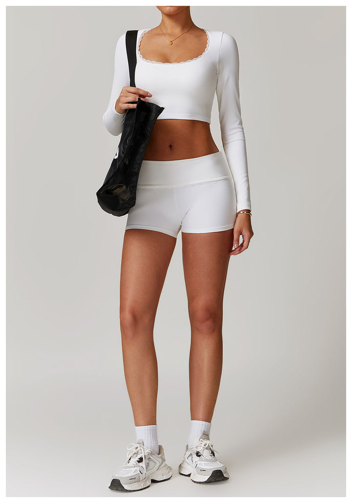 Miran Long-Sleeve Ribbed Crop Top