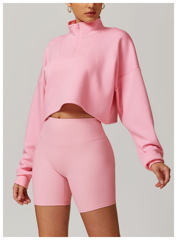 Velden Quarter-Zip Cropped Sweatshirt