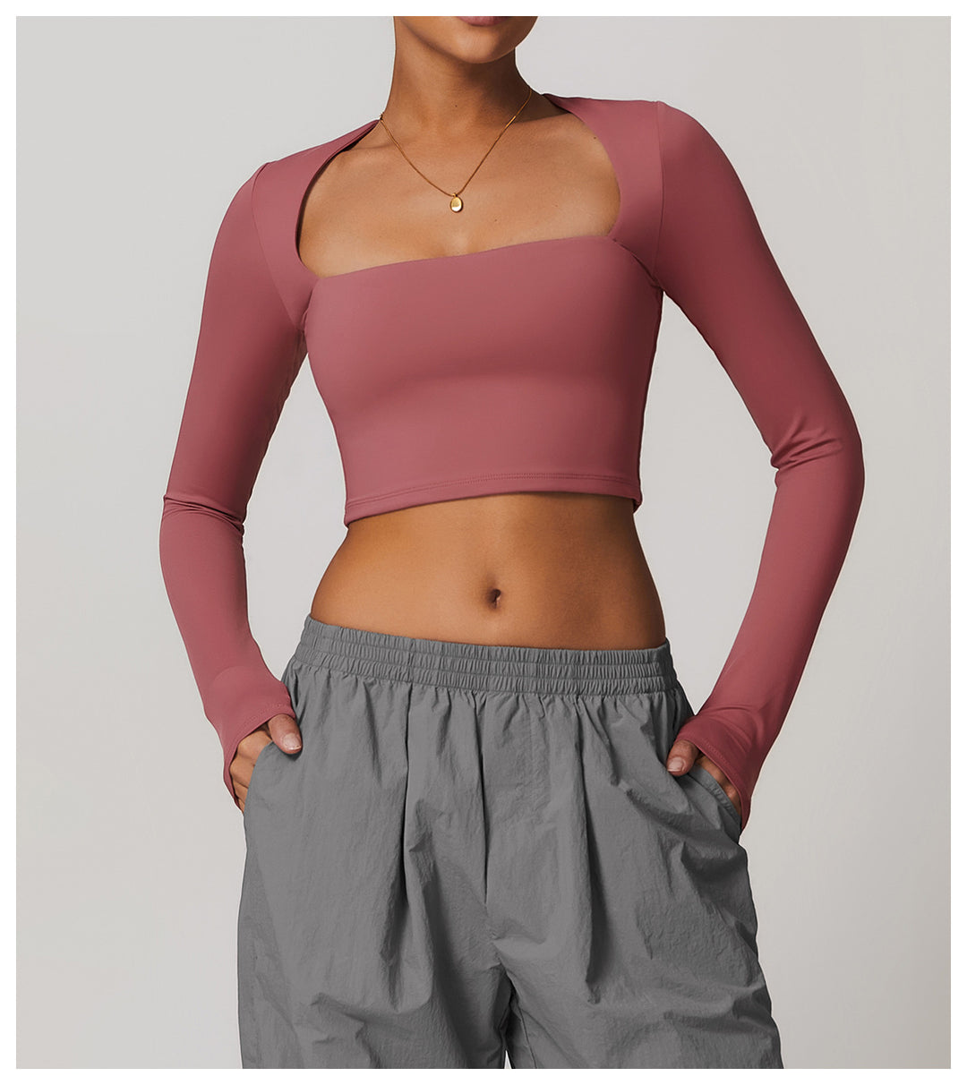 Florayne Long-Sleeve Cutout Crop Top