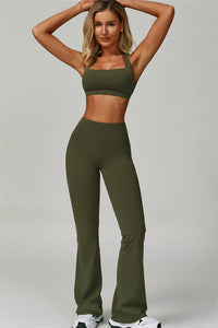 The Bold Halter Sports Bra Flared Leggings 2-Piece Set