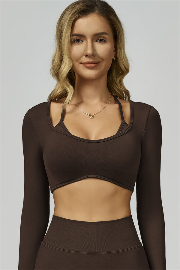 Bali Motion Long Sleeve Crop Top Shorts 2-Piece Set