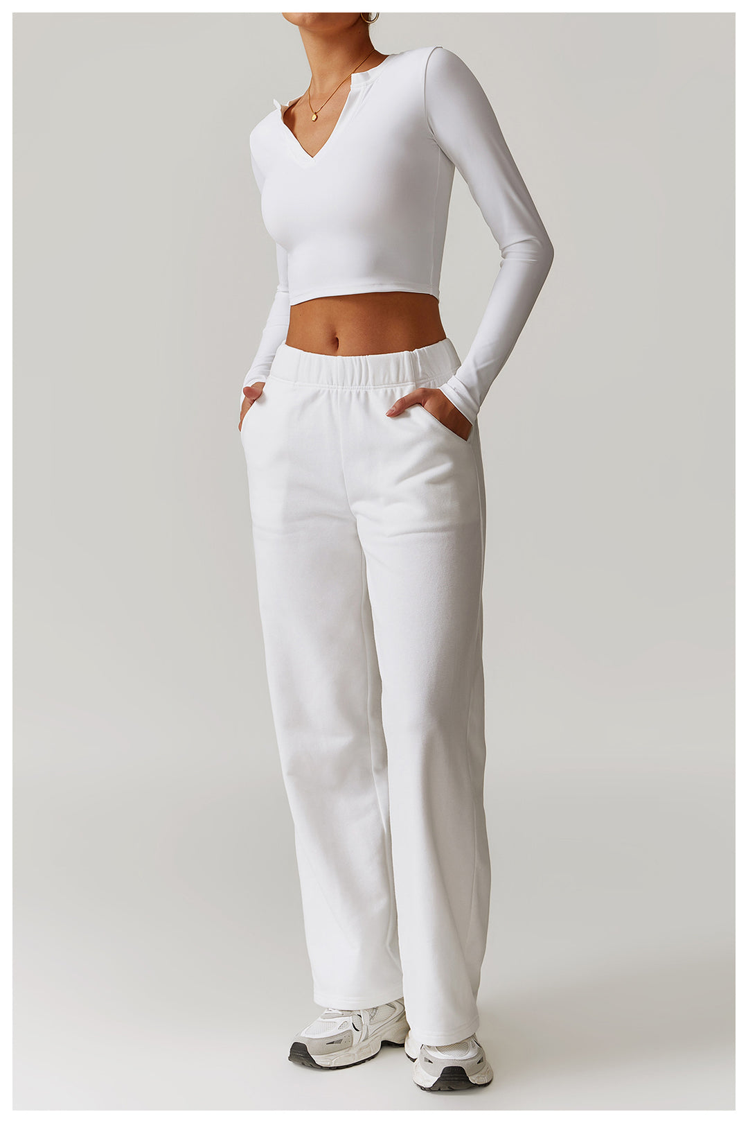 Veluna Long-Sleeve Fitted Crop Top