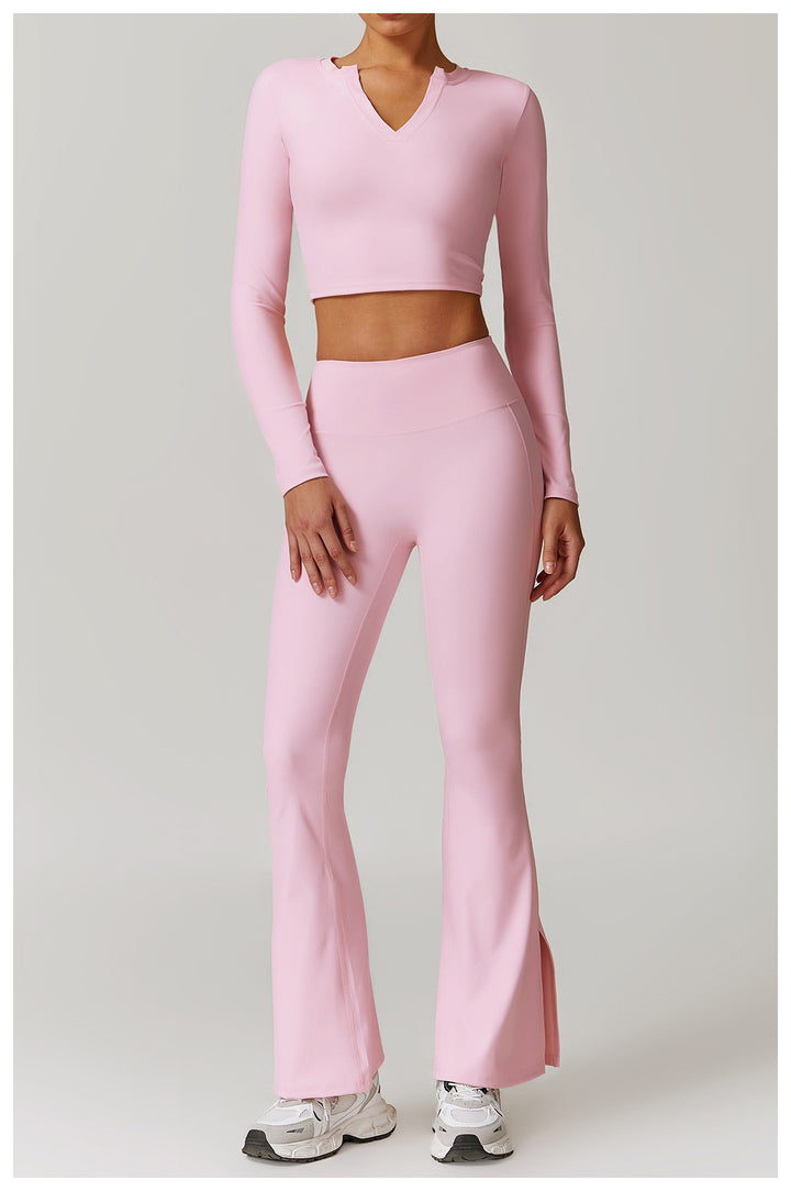 Veluna Long-Sleeve Fitted Crop Top