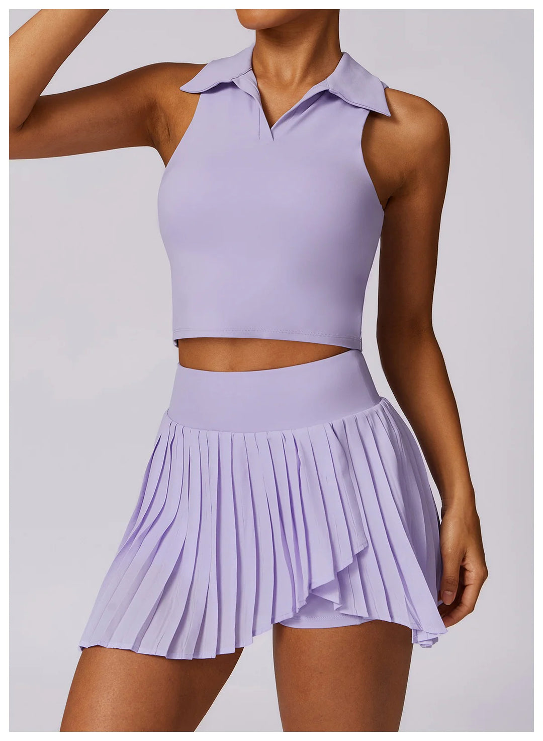 Celura Tennis Collared Cropped Tank