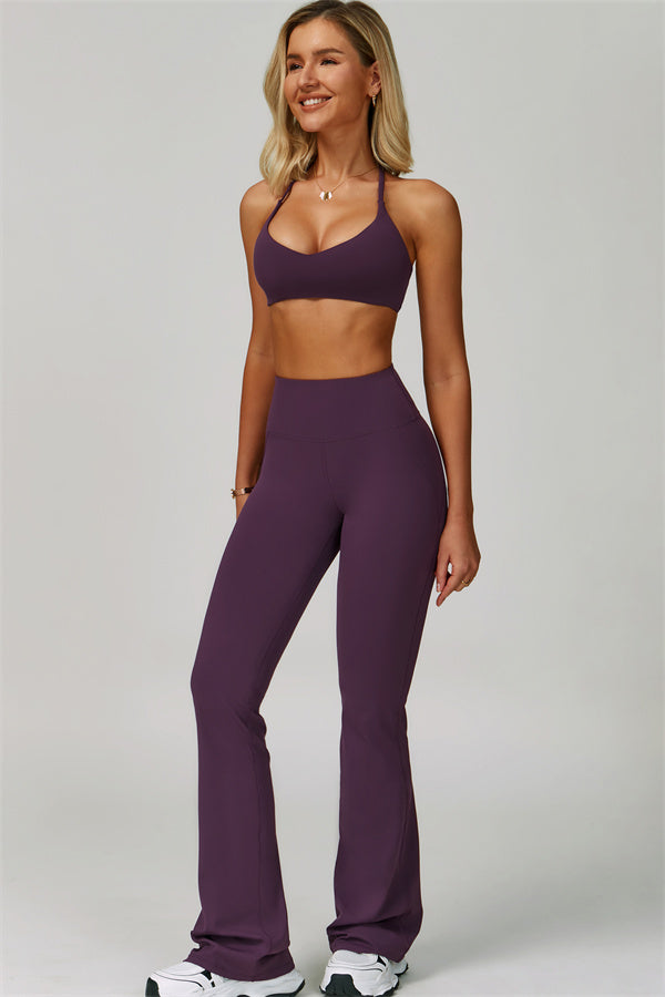 The Bold Cross Back Sports Bra Flared Leggings 2-Piece Set