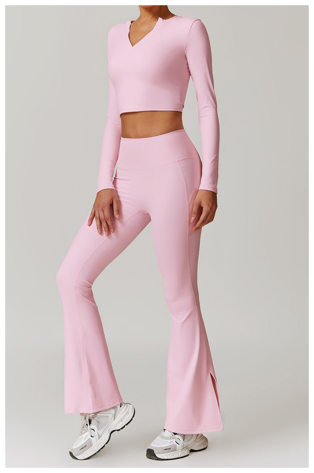 Veluna Long-Sleeve Fitted Crop Top