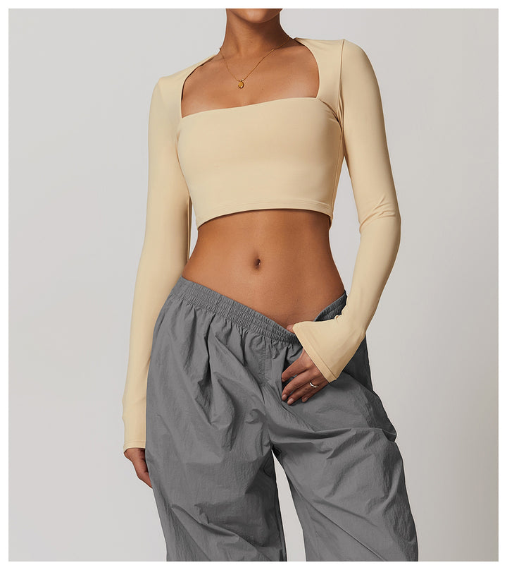 Florayne Long-Sleeve Cutout Crop Top