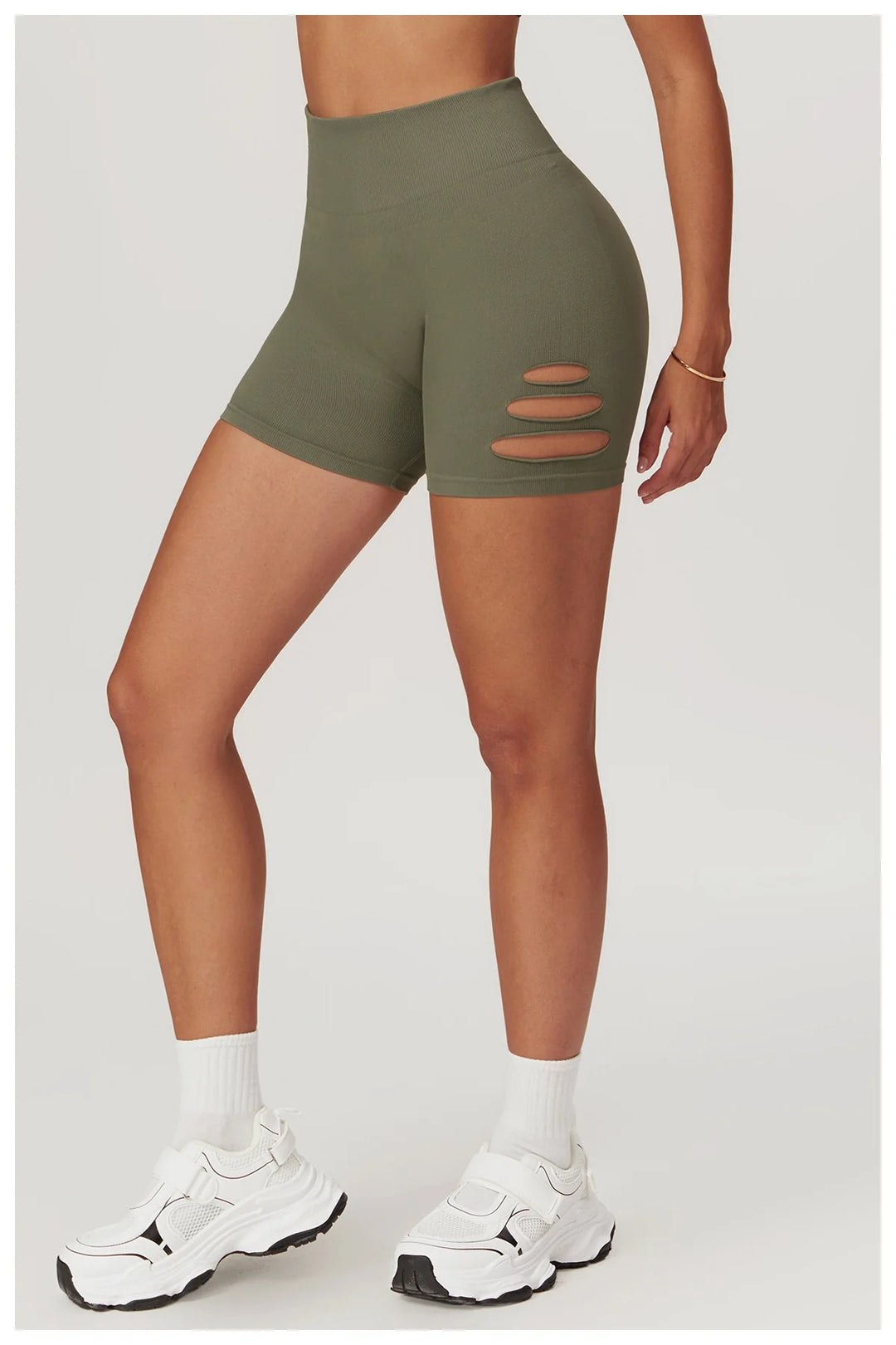 Solyn High-Waisted Ribbed Shorts