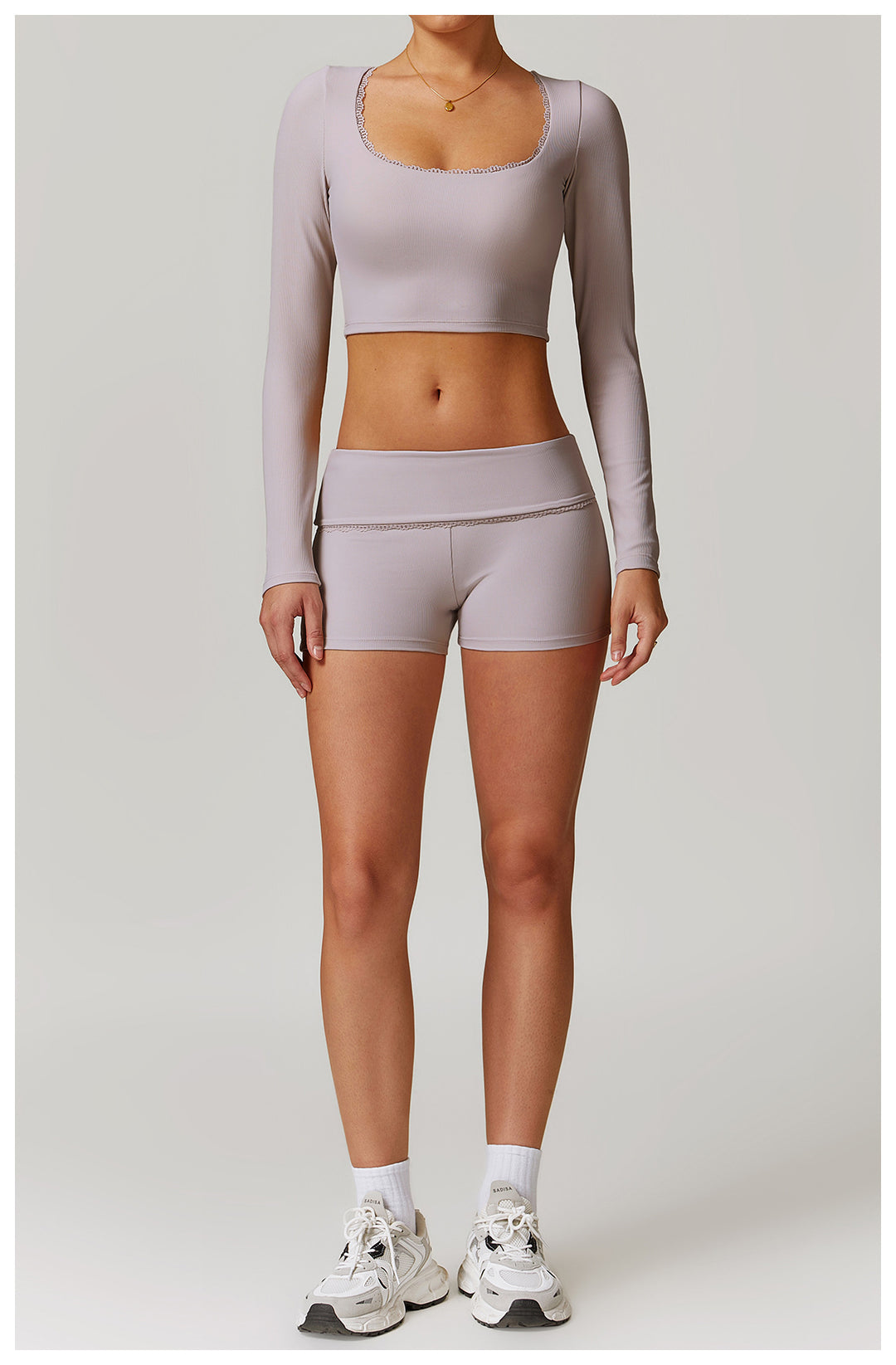 Miran Long-Sleeve Ribbed Crop Top