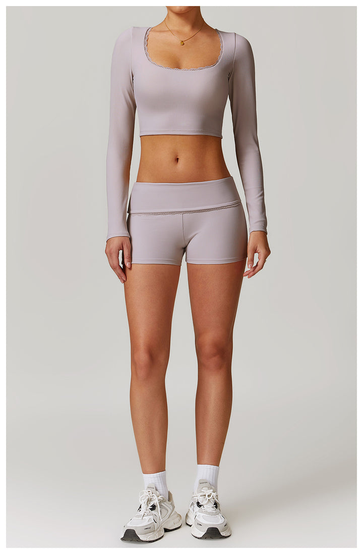 Miran Long-Sleeve Ribbed Crop Top