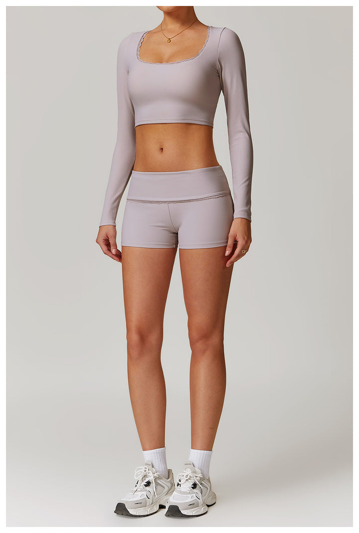 Miran Long-Sleeve Ribbed Crop Top