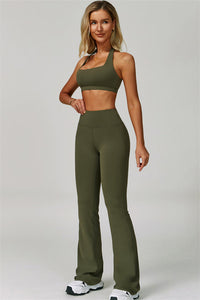 The Bold Halter Sports Bra Flared Leggings 2-Piece Set