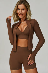 The Lagoon Jacket Sports Bra Shorts 3-Piece Set