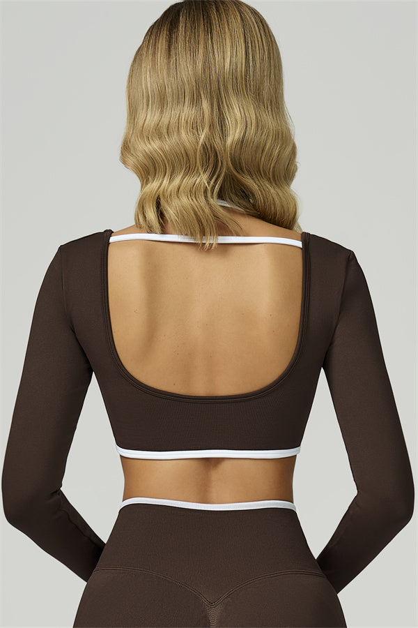 Bali Motion Trim Long Sleeve Crop Top Leggings 2-Piece Set