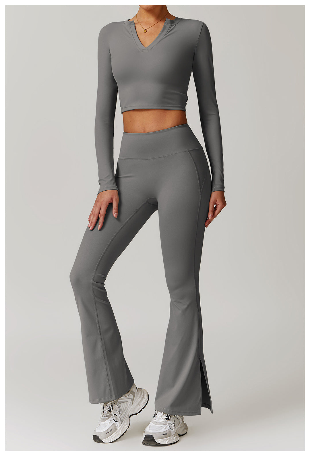 Veluna Long-Sleeve Fitted Crop Top