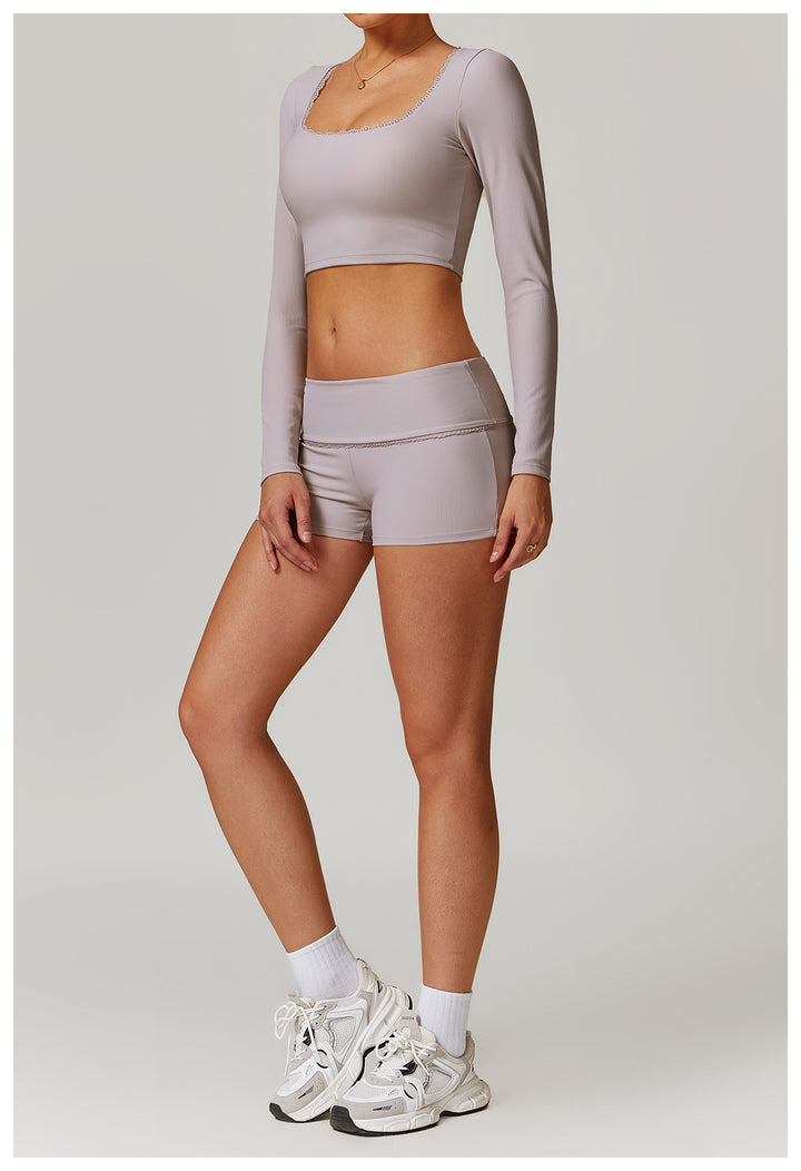 Miran Long-Sleeve Ribbed Crop Top