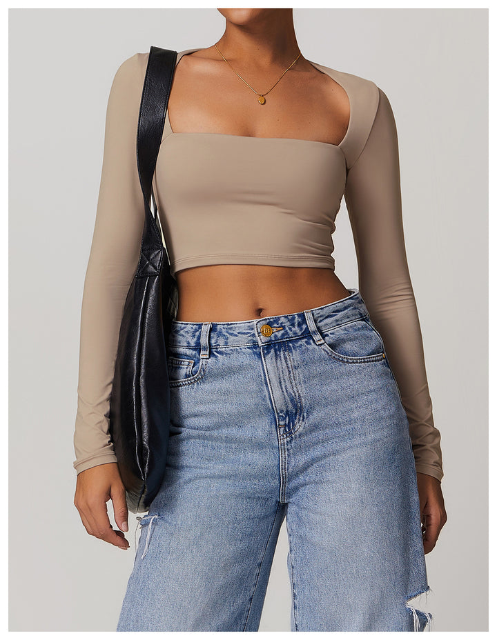 Florayne Long-Sleeve Cutout Crop Top