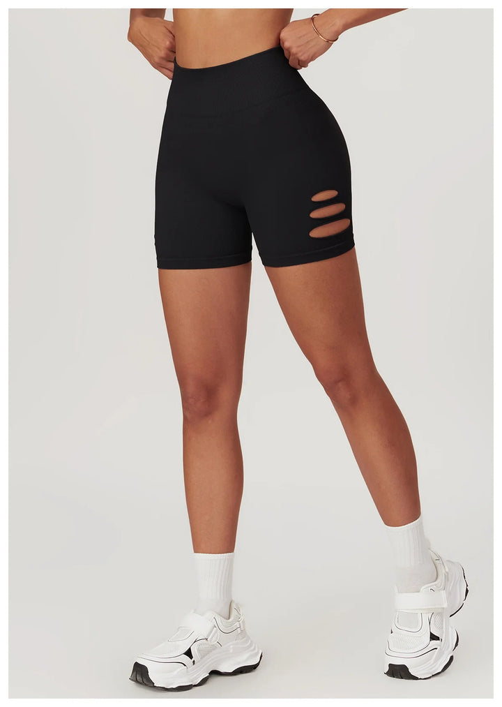 Solyn High-Waisted Ribbed Shorts