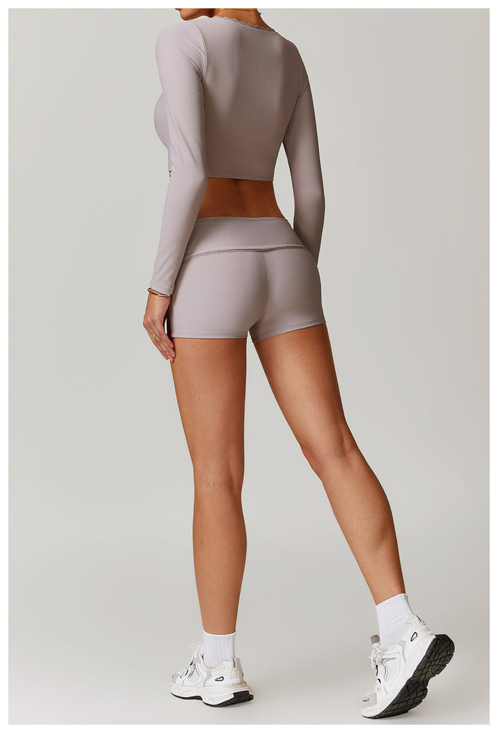 Miran Long-Sleeve Ribbed Crop Top