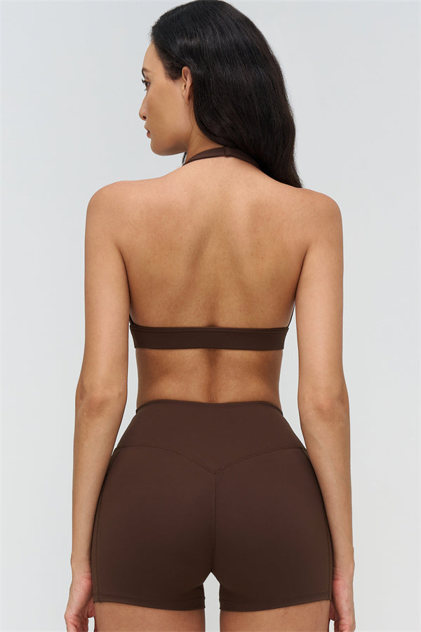 The BoldFit Sports Bra Shorts 2-Piece Set — Bistre - Image 2