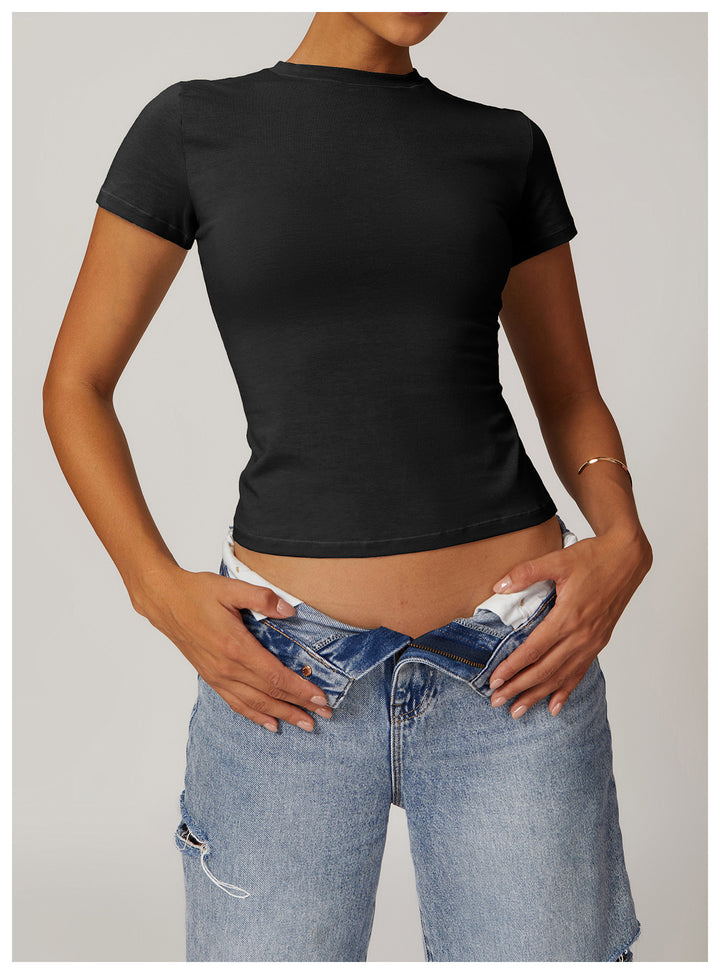 Zyla Short-Sleeve Fitted Crop Top