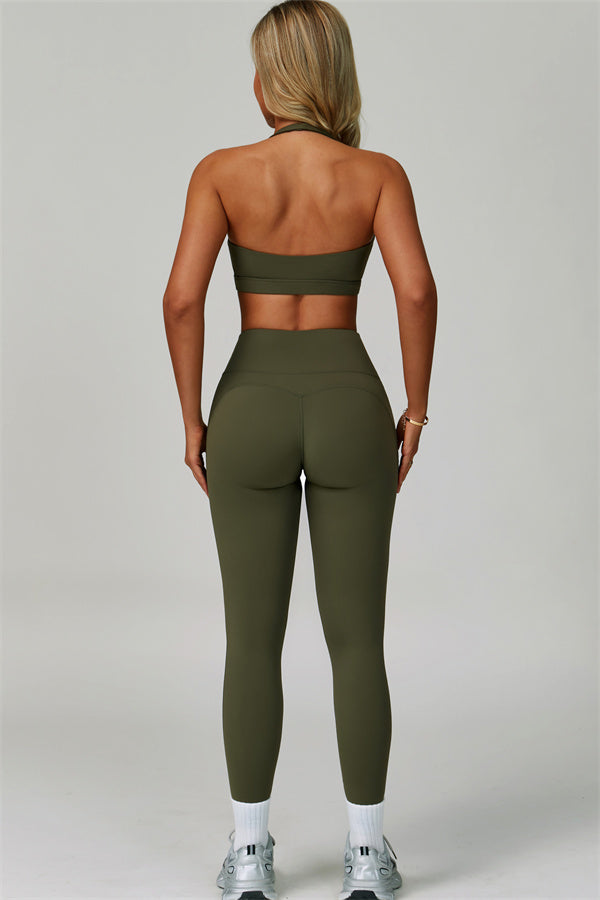 Island Flow Halter Sports Bra Leggings 2-Piece Set