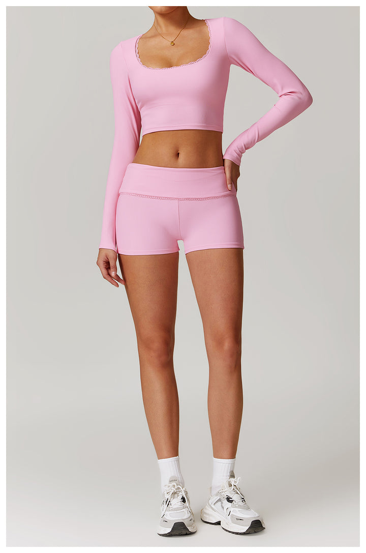 Miran Long-Sleeve Ribbed Crop Top