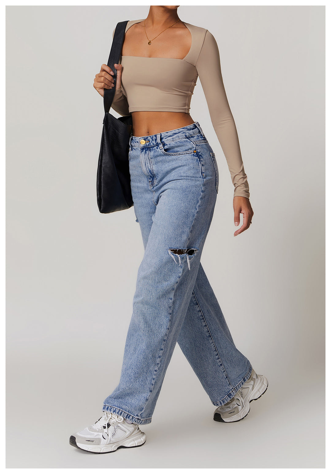 Florayne Long-Sleeve Cutout Crop Top