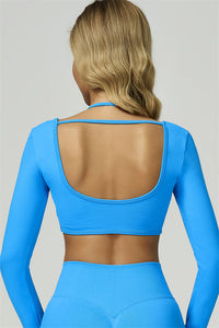 Bali Motion Long Sleeve Crop Top Leggings 2-Piece Set