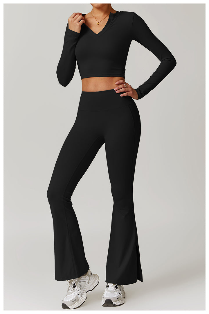 Veluna Long-Sleeve Fitted Crop Top