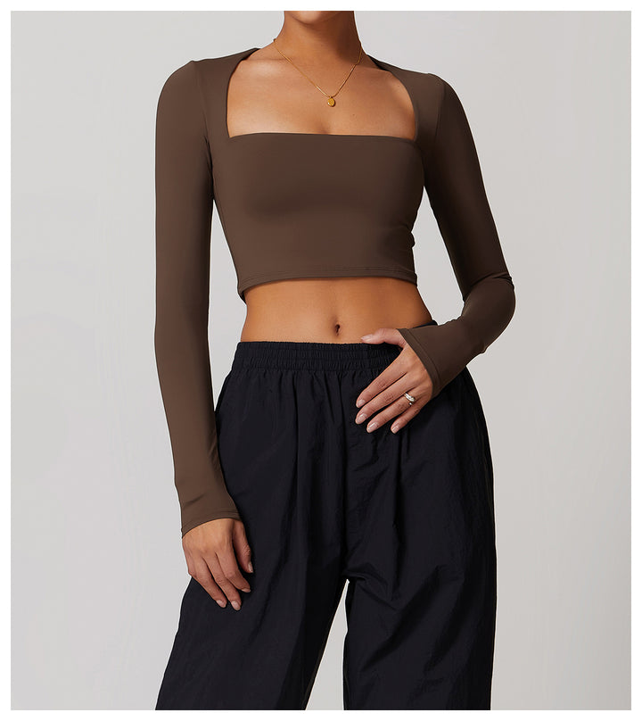 Florayne Long-Sleeve Cutout Crop Top