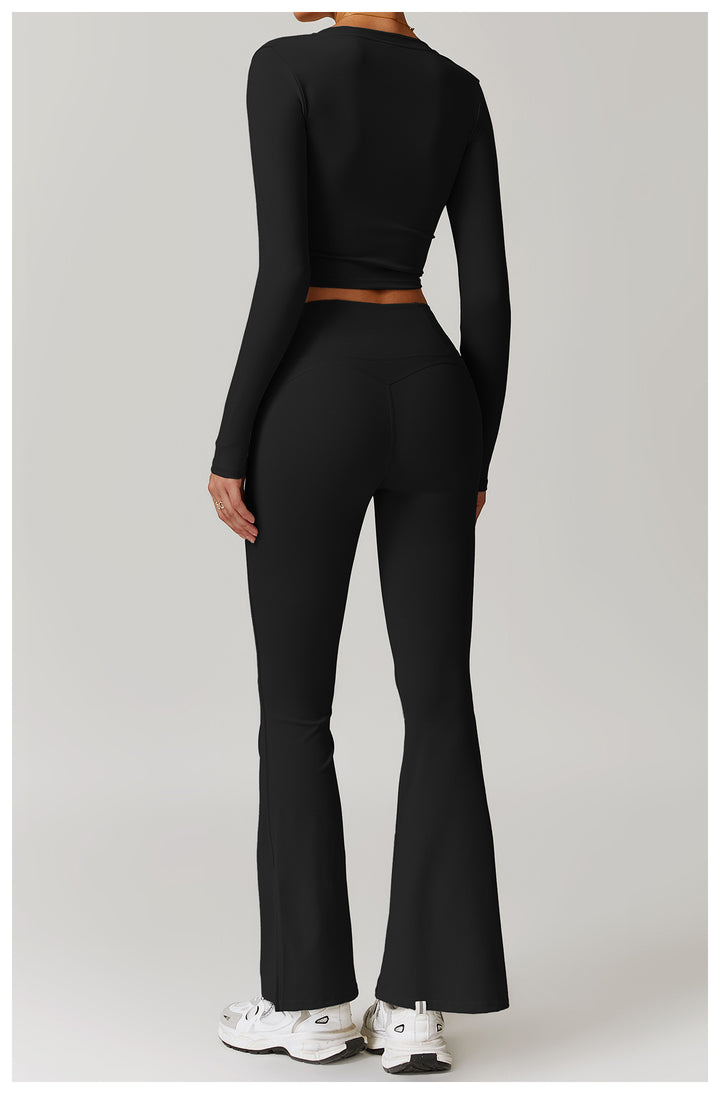 Veluna Long-Sleeve Fitted Crop Top