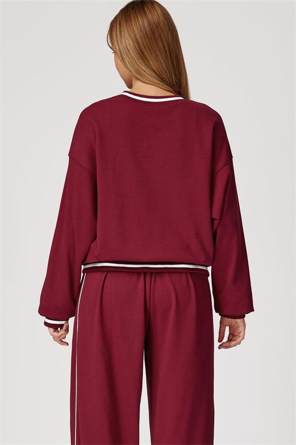 The Amara Sweatshirt Pants 2-Piece Set — Burgundy - Image 2
