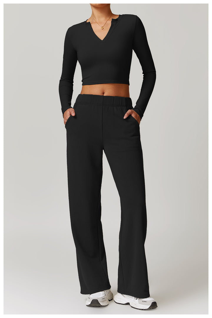 Veluna Long-Sleeve Fitted Crop Top