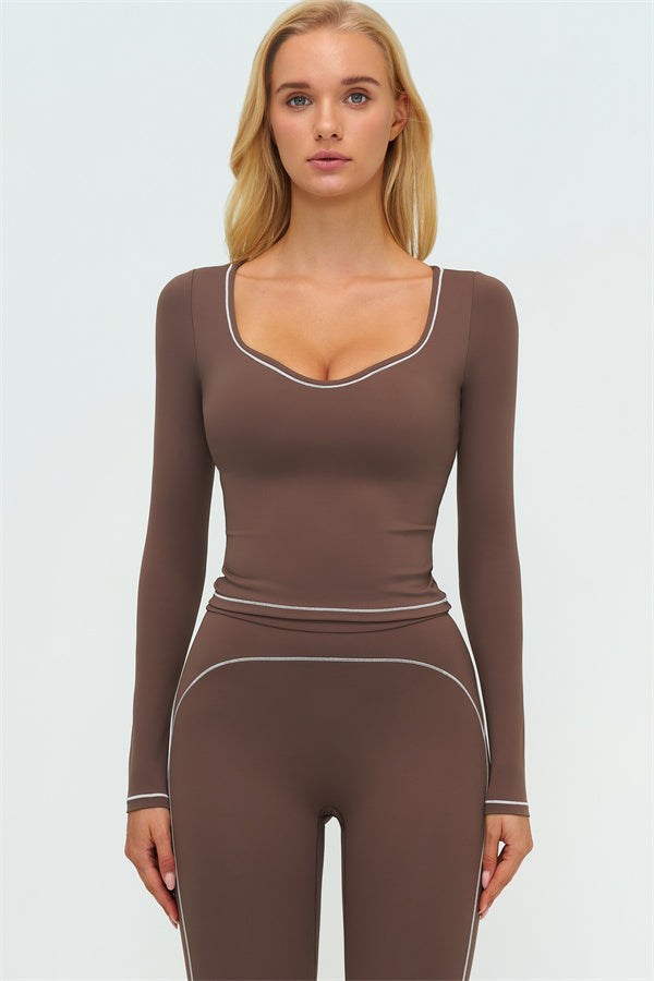 The Amara Long Sleeve T-shirt Leggings 2-Piece Set — Roman Brown