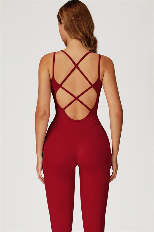 The Conquer Flex Jumpsuit — Burgundy